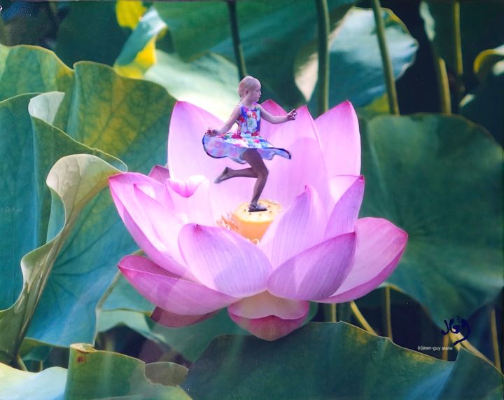 Photographie intitulée "Fleur de lotus" par Jean-Guy Alarie, Œuvre d'art originale, Photographie manipulée