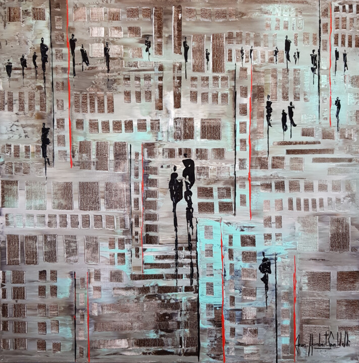 Painting titled "EN VILLE" by Jean-Humbert Savoldelli, Original Artwork, Acrylic