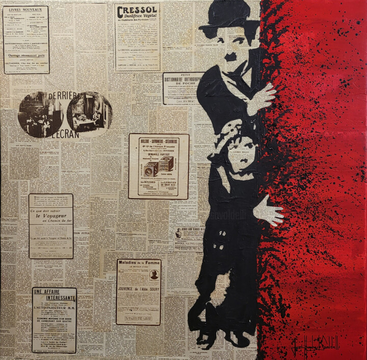 Painting titled "REVUE DE PRESSE" by Jean-Humbert Savoldelli, Original Artwork, Acrylic Mounted on Wood Stretcher frame