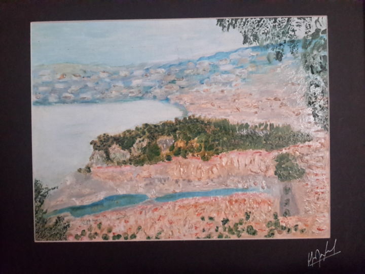 Painting titled "NICE, vue du Mont B…" by Jean-Jacques Gastaud, Original Artwork, Oil Mounted on Cardboard