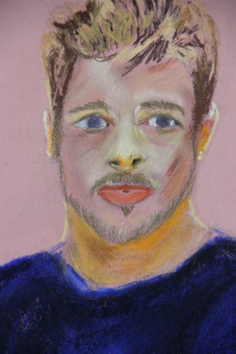 Disegno intitolato "Brad Pitt" da Jean-Jacques Gastaud, Opera d'arte originale, Pastello