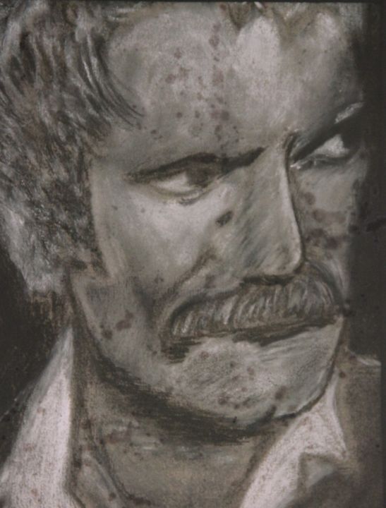 Drawing titled "Brassens" by Jean-Jacques Gastaud, Original Artwork, Pastel