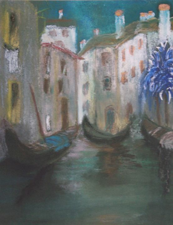 Pintura titulada "Venise  les canaux" por Jean-Jacques Gastaud, Obra de arte original, Pastel