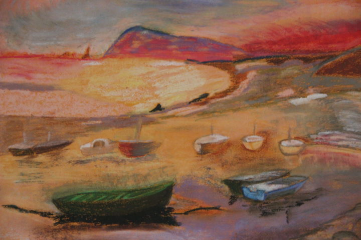 Peinture intitulée "Bateaux" par Jean-Jacques Gastaud, Œuvre d'art originale, Pastel