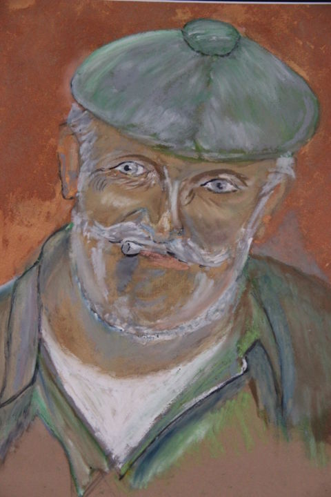 Pintura intitulada "Grand-père." por Jean-Jacques Gastaud, Obras de arte originais, Pastel