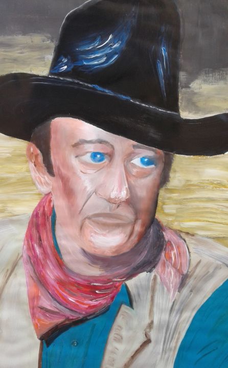 Schilderij getiteld "John Wayne" door Jean-Jacques Gastaud, Origineel Kunstwerk, Olie