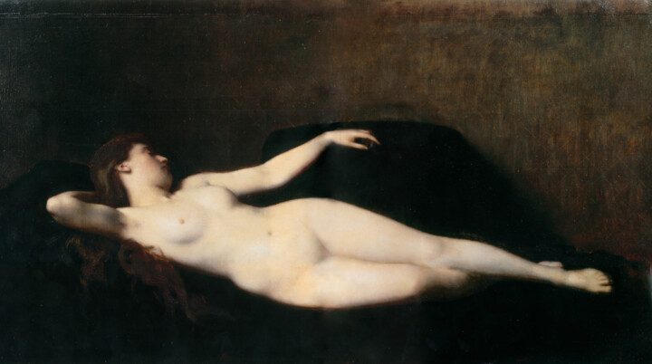 Peinture intitulée "La Femme au divan n…" par Jean-Jacques Henner, Œuvre d'art originale, Huile