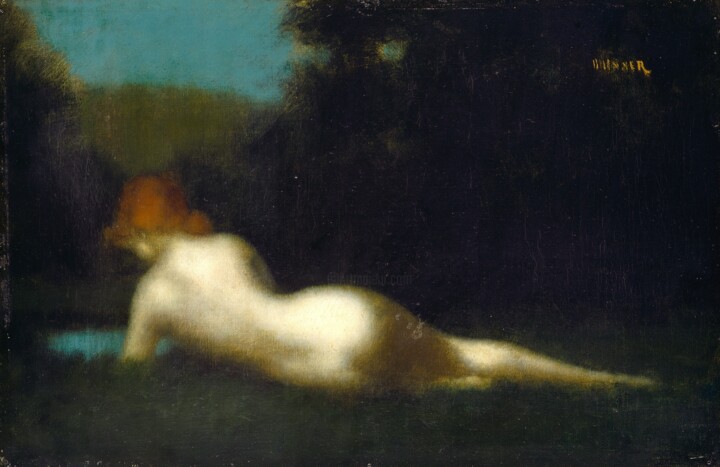 Painting titled "Nu couché" by Jean-Jacques Henner, Original Artwork, Oil