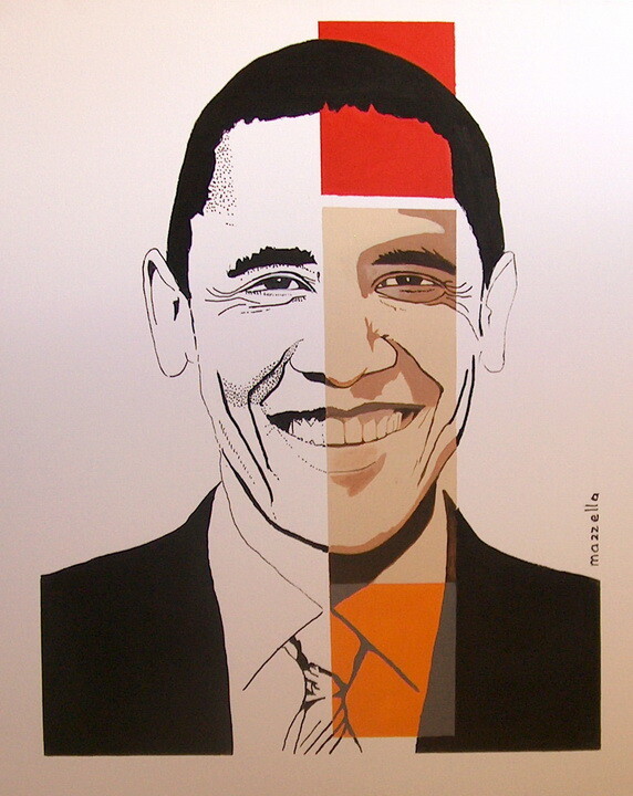 Peinture intitulée "Obama" par Jean-Jacques Mazzella, Œuvre d'art originale, Huile