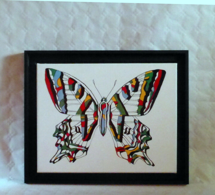 Painting titled "papillonus troublic…" by Jean-Jacques Mazzella, Original Artwork, Oil