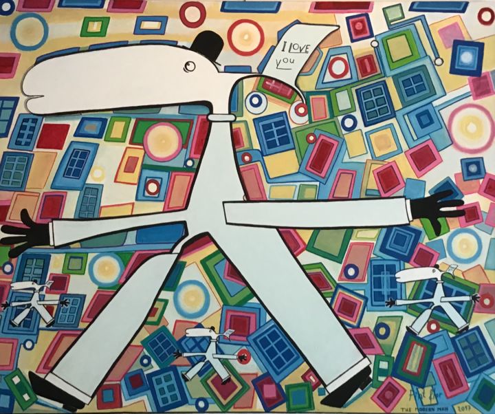 Painting titled "The modern man" by Pint Flor, Original Art, Acrylic