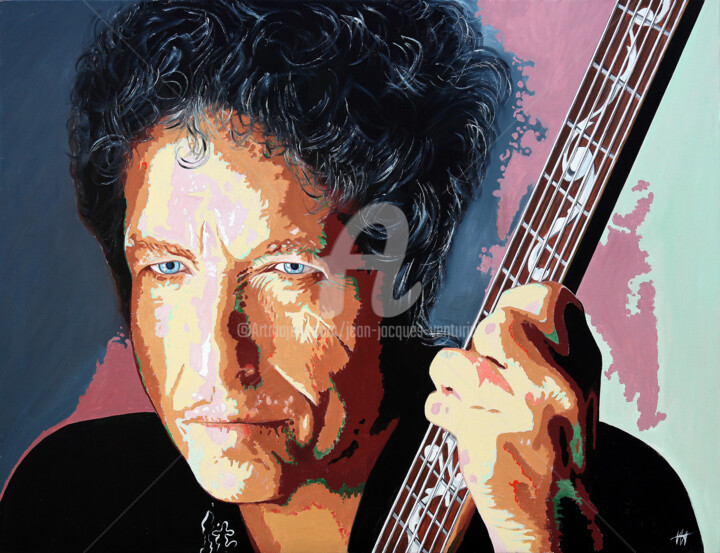 Painting titled "Bob Dylan" by Jean-Jacques Venturini, Original Artwork, Oil