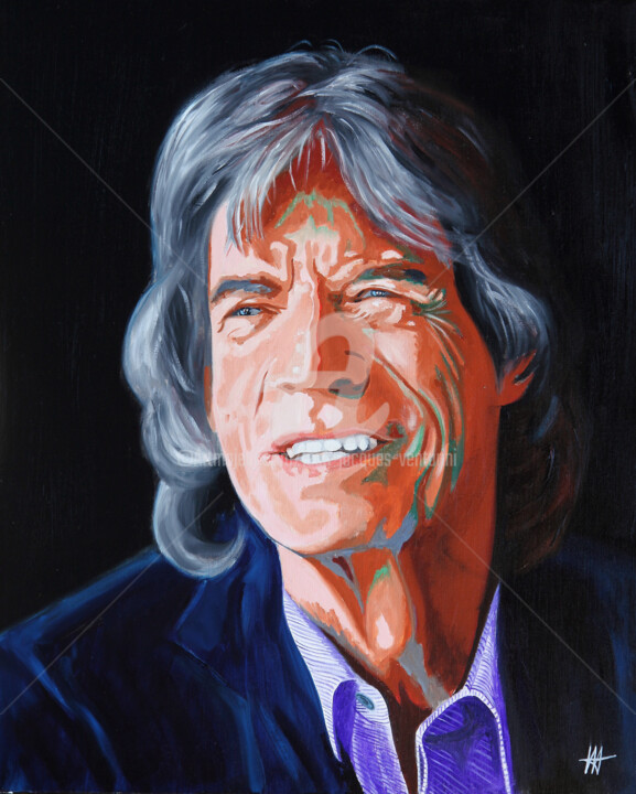 Pintura intitulada "Mick Jagger" por Jean-Jacques Venturini, Obras de arte originais, Óleo