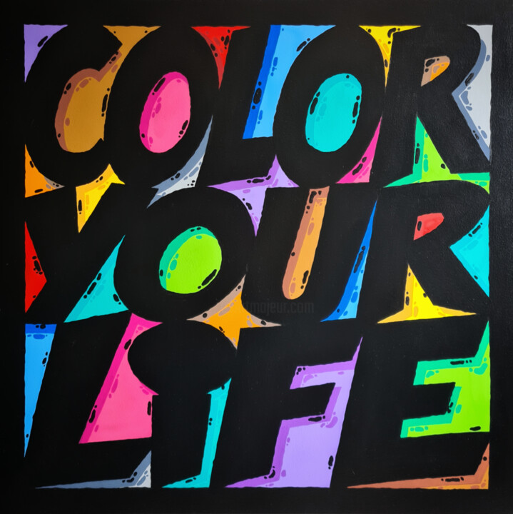 Painting titled "Color Your Life (sh…" by Jean Jam, Original Artwork, Acrylic Mounted on Wood Stretcher frame