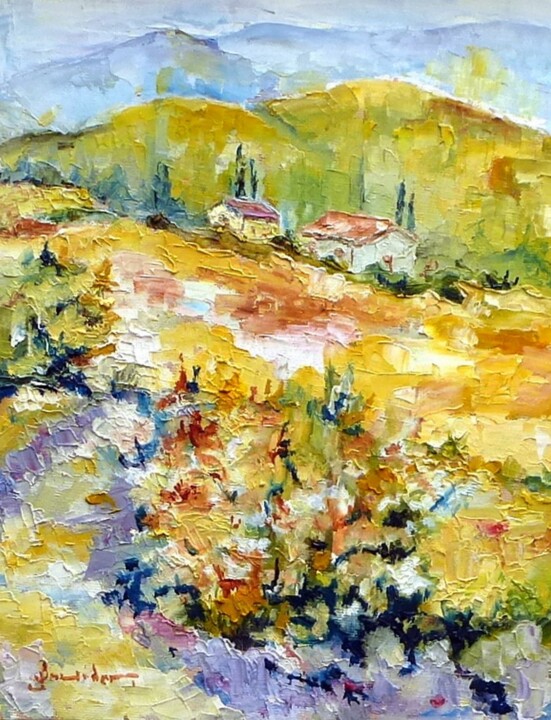 "Un paysage" başlıklı Tablo Jean Jourdan tarafından, Orijinal sanat, Petrol Ahşap Sedye çerçevesi üzerine monte edilmiş