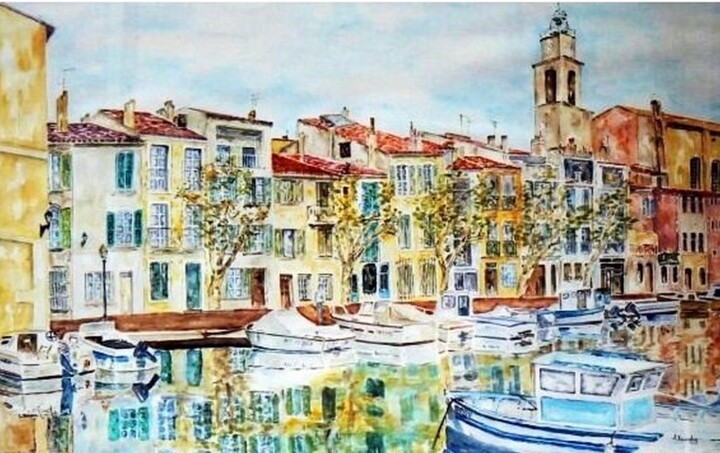 Peinture intitulée "-Venise provençale-" par Jean Jourdan, Œuvre d'art originale, Aquarelle