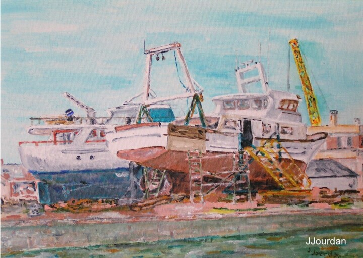 Peinture intitulée "chantier naval" par Jean Jourdan, Œuvre d'art originale, Acrylique