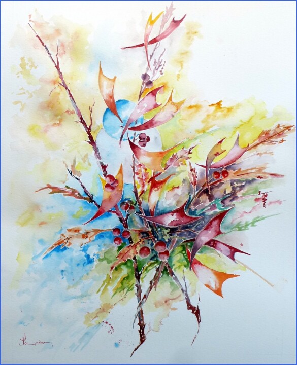 Peinture intitulée "-fleurs sauvages-" par Jean Jourdan, Œuvre d'art originale, Aquarelle