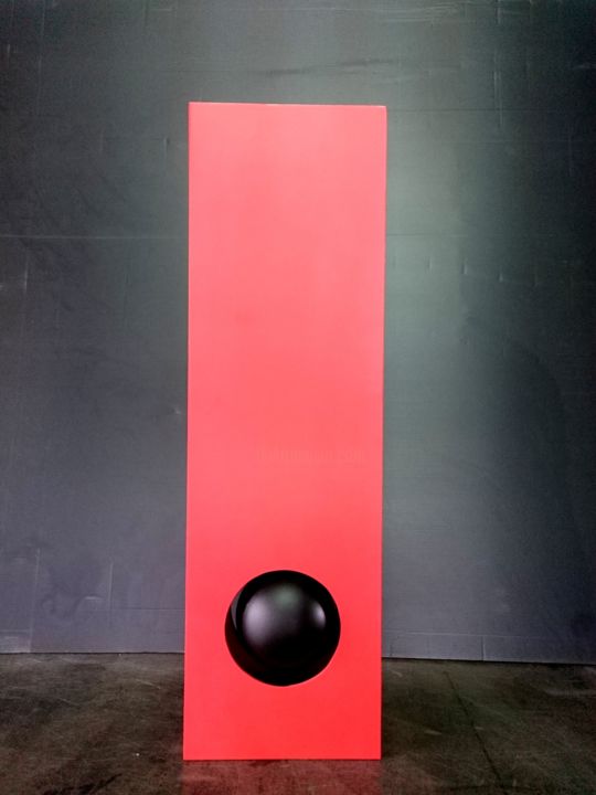 Sculpture intitulée "Hypno rouge et noir…" par Jean Lepreux, Œuvre d'art originale, Métaux