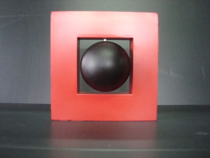 Sculpture intitulée "boule/carré recto ." par Jean Lepreux, Œuvre d'art originale, Métaux