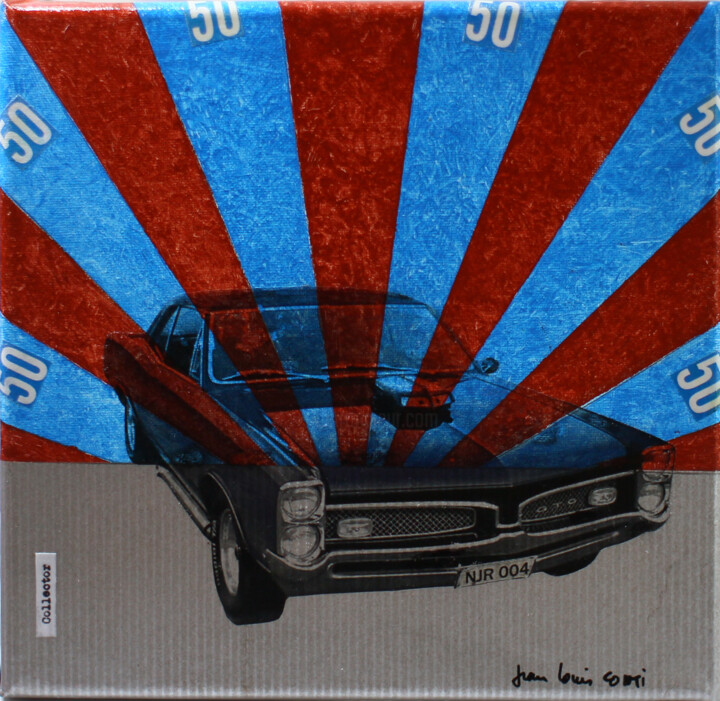 Collages titled "vintage highways #50" by Jean-Louis Conti, Original Artwork, Collages Mounted on Wood Stretcher frame