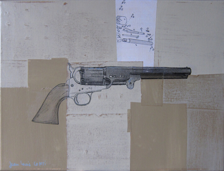 Colagens intitulada "texas gun" por Jean-Louis Conti, Obras de arte originais, Colagens