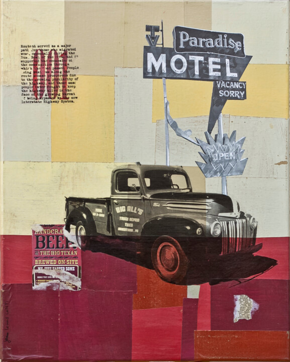 Collagen mit dem Titel "vintage highways #01" von Jean-Louis Conti, Original-Kunstwerk, Collagen