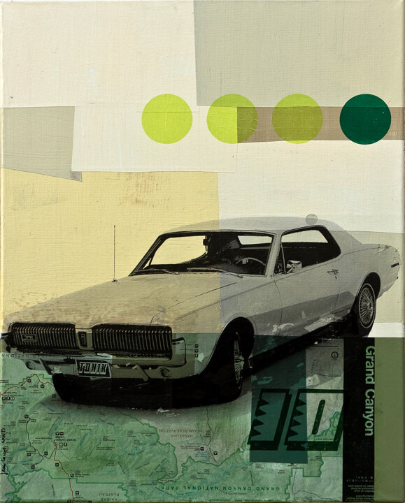 Collages getiteld "vintage highways #10" door Jean-Louis Conti, Origineel Kunstwerk, Collages