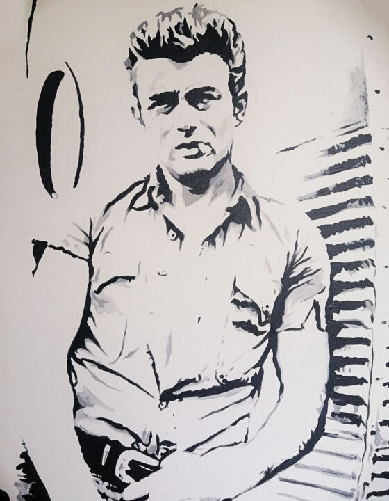 Painting titled "JAMES BYRON DEAN" by Jean-Louis Lopes, Original Artwork, Acrylic