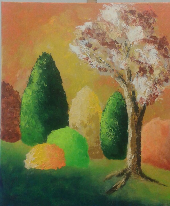 Painting titled "ARBRES" by Jean Louis Macé, Original Artwork, Acrylic