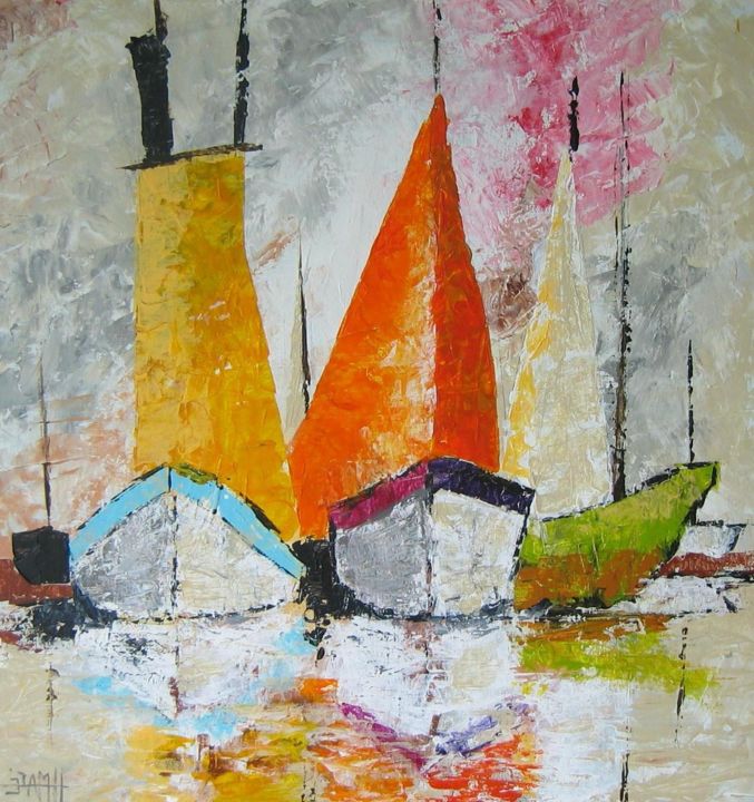 Painting titled "bateaux-n-3-copie-c…" by Jean Louis Macé, Original Artwork
