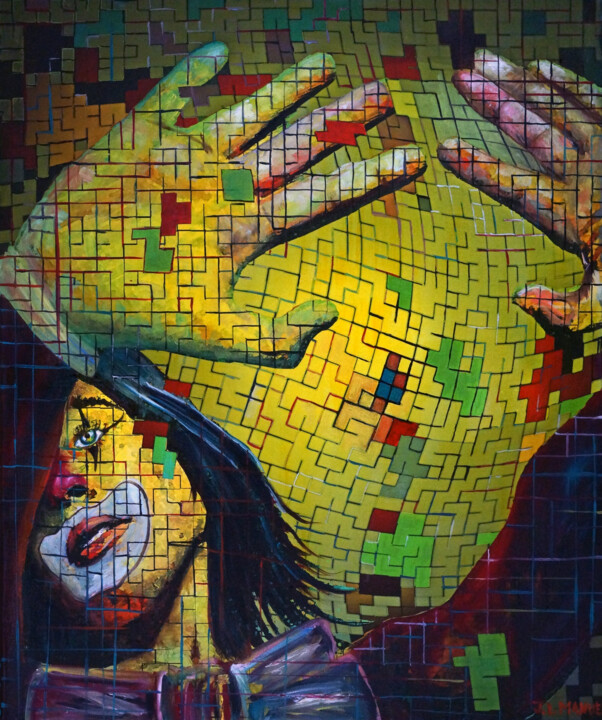 Pintura titulada "Mosaic Circus" por Jean-Louis Manuel, Obra de arte original, Oleo Montado en Bastidor de camilla de madera