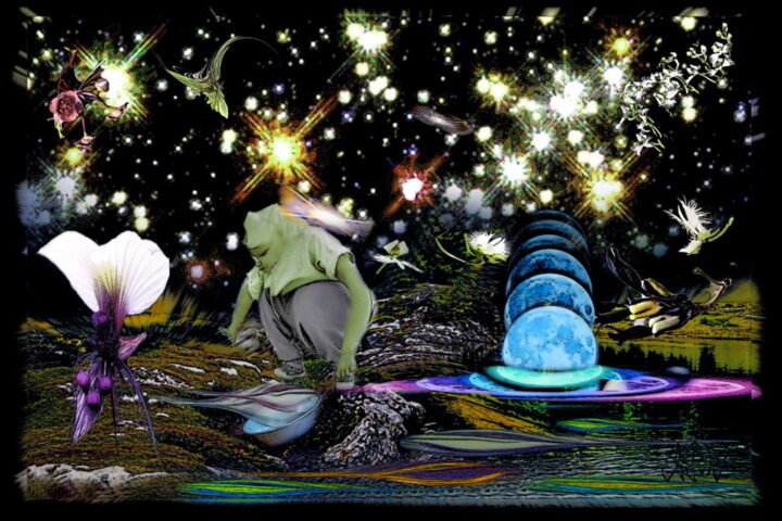 Цифровое искусство под названием "Qui cherche la lune…" - Jean Louis Nardone, Подлинное произведение искусства, 2D Цифровая…