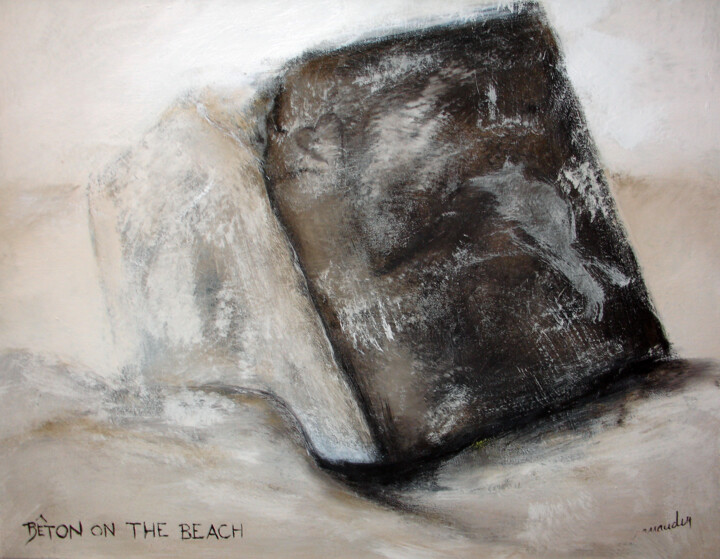 Painting titled "beton on the beach" by Jean Louis Renaudin, Original Artwork, Acrylic