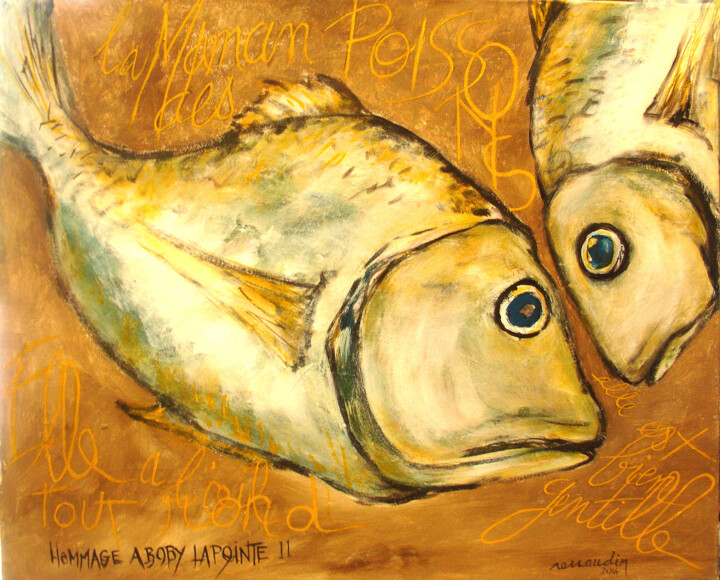 Картина под названием "la-maman-des-poisso…" - Jean Louis Renaudin, Подлинное произведение искусства