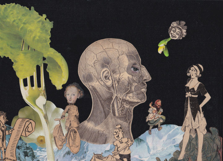Collages titulada "16. La leçon d'anat…" por Jean-Louis Rivière, Obra de arte original