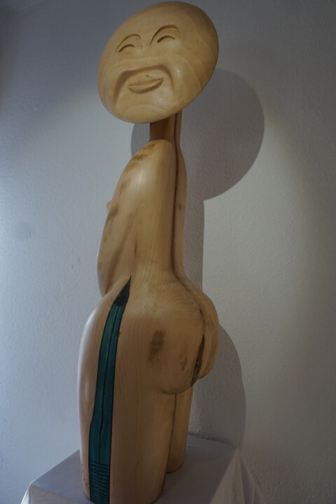 Sculpture titled "Double Lune" by Jean Louis Roux, Original Artwork, Wood