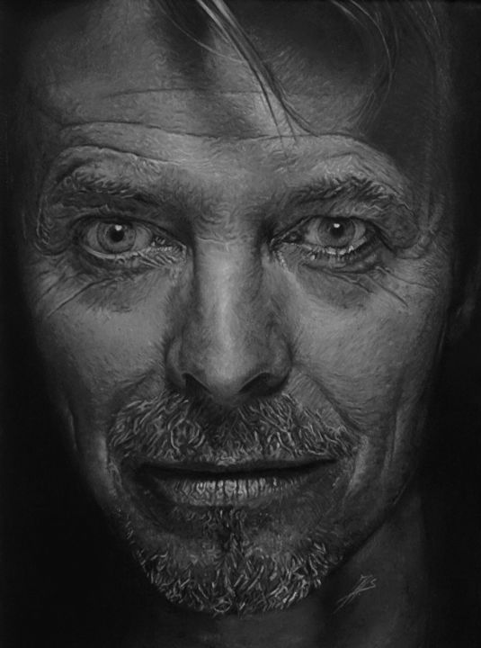Drawing titled "David Bowie" by Jean-Louis Silvestri, Original Artwork, Pastel