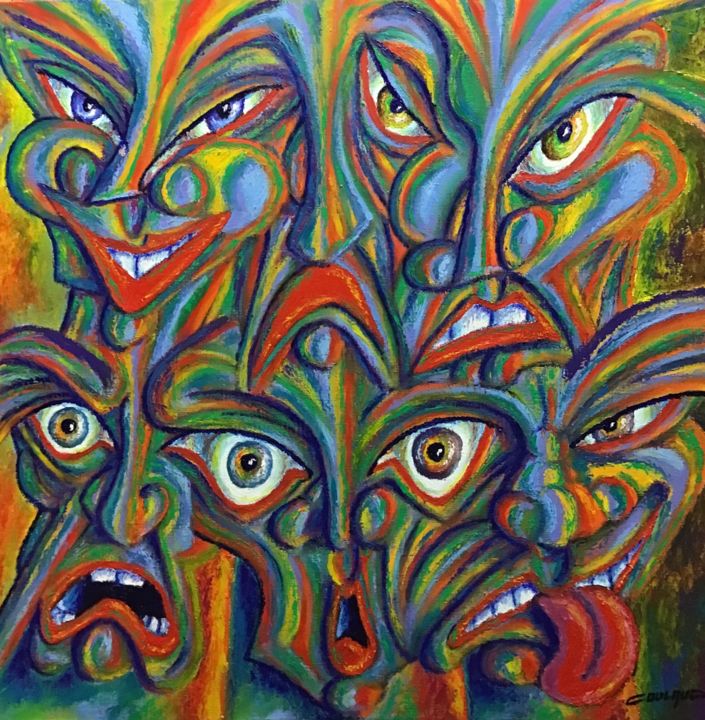 Peinture intitulée "Expressions" par Jean-Luc Coulaud, Œuvre d'art originale, Huile