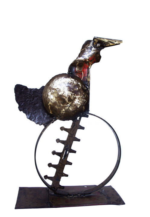 Sculpture titled "Jenny, la poule" by Jean-Luc Lacroix (JL LACROIX), Original Artwork, Metals