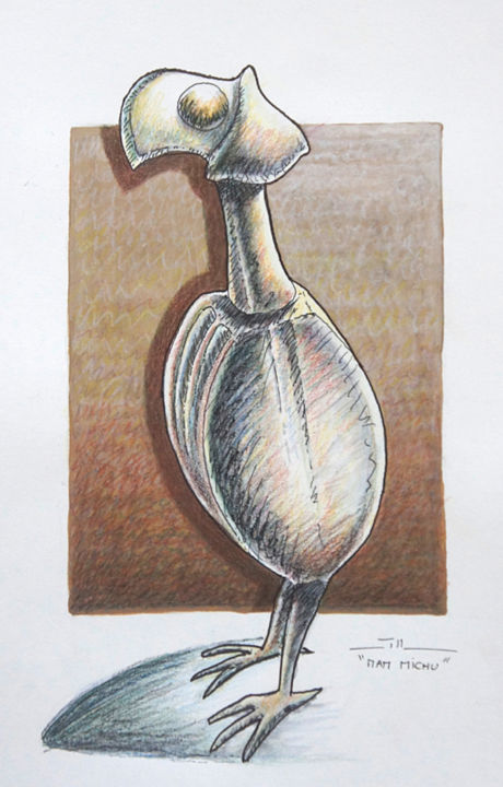Σχέδιο με τίτλο "MAM' MICHU" από Jean-Luc Lacroix (JL LACROIX), Αυθεντικά έργα τέχνης, Μολύβι