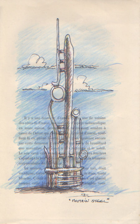 Tekening getiteld "Mountain Steel (cro…" door Jean-Luc Lacroix (JL LACROIX), Origineel Kunstwerk, Inkt