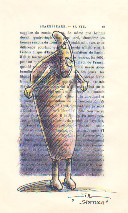 Dibujo titulada "Spatula" por Jean-Luc Lacroix (JL LACROIX), Obra de arte original, Tinta