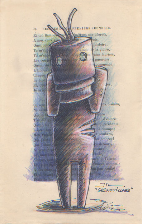 Zeichnungen mit dem Titel "Grenouillard" von Jean-Luc Lacroix (JL LACROIX), Original-Kunstwerk, Tinte