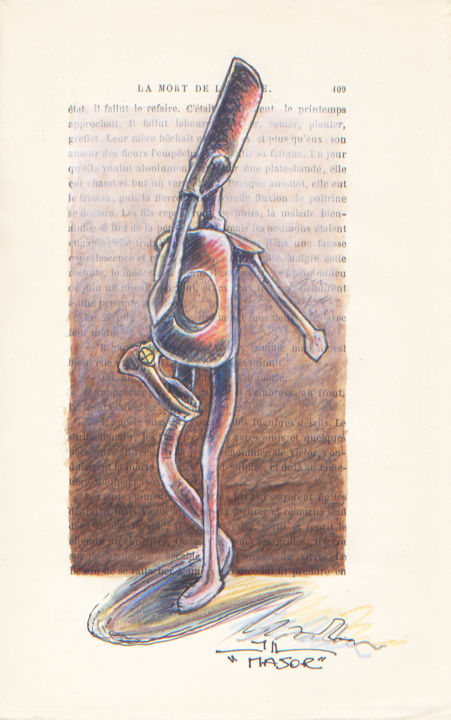 Desenho intitulada "MAJOR" por Jean-Luc Lacroix (JL LACROIX), Obras de arte originais, Conté