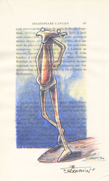 Dibujo titulada "Séraphin, étude" por Jean-Luc Lacroix (JL LACROIX), Obra de arte original, Tinta