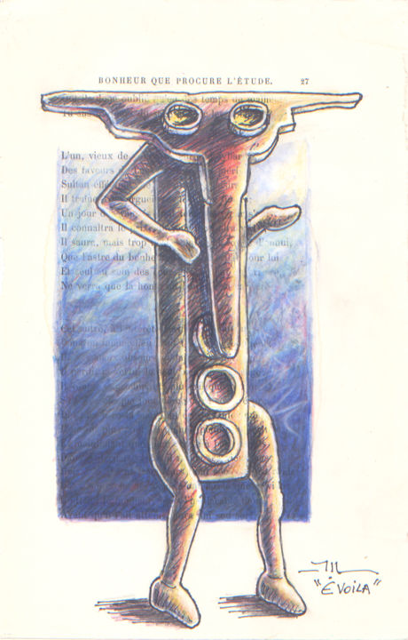 Desenho intitulada "Evoila, étude" por Jean-Luc Lacroix (JL LACROIX), Obras de arte originais, Tinta