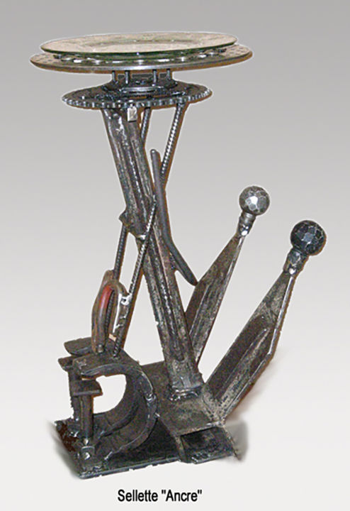 Sculpture intitulée "Sellette Ancre" par Jean-Luc Lacroix (JL LACROIX), Œuvre d'art originale, Meuble