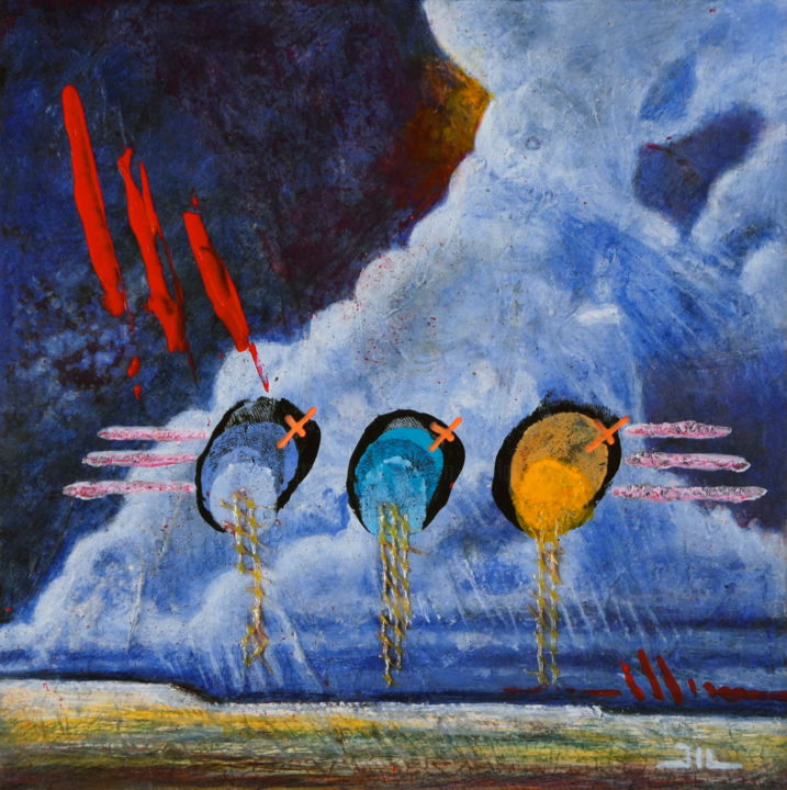 Peinture intitulée "Rain cloud" par Jean-Luc Lacroix (JL LACROIX), Œuvre d'art originale, Acrylique