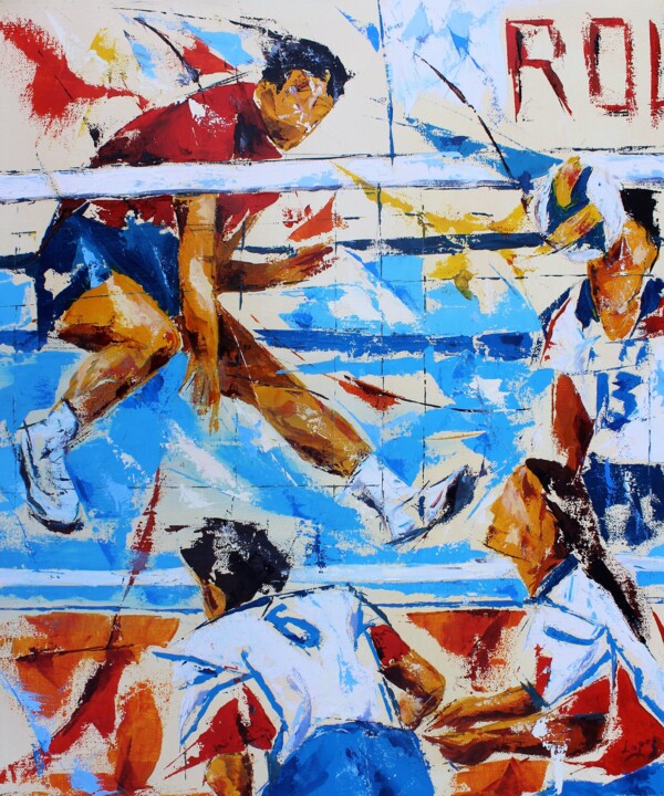 Painting titled "558 Volley à Roubia" by Jean-Luc Lopez, Original Artwork, Oil